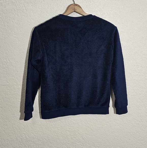 Uniqlo Solid Navy Soft Fleece Sweatshirt - Picture 2 of 4